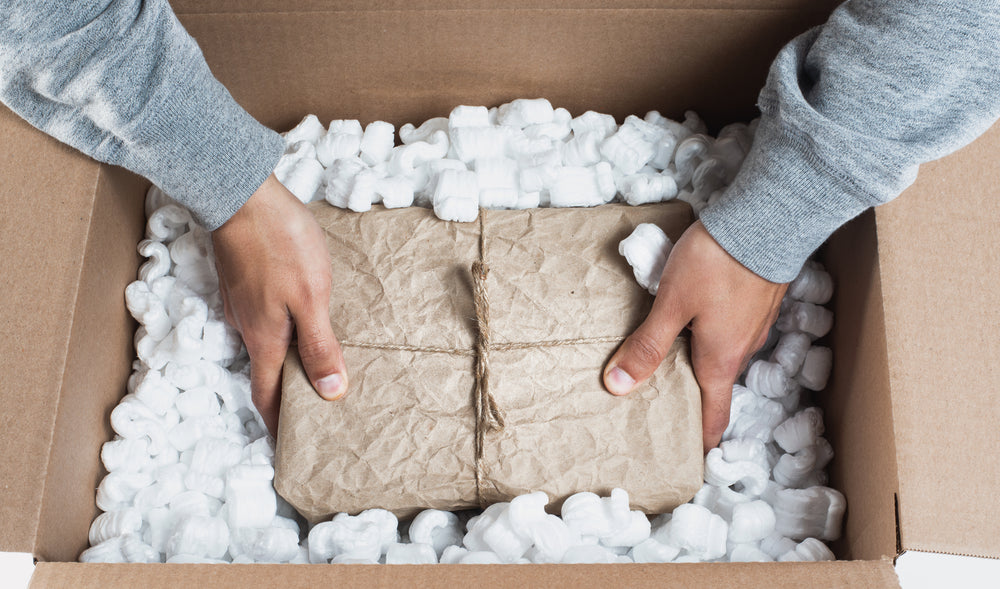 A parcel being protected with packing material