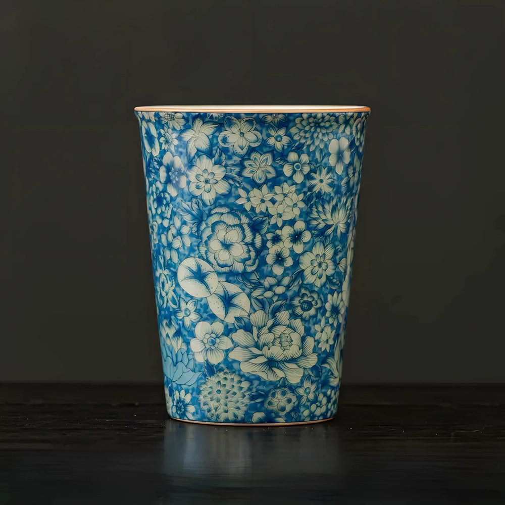 Brocade blue-and-white ceramic tea cup